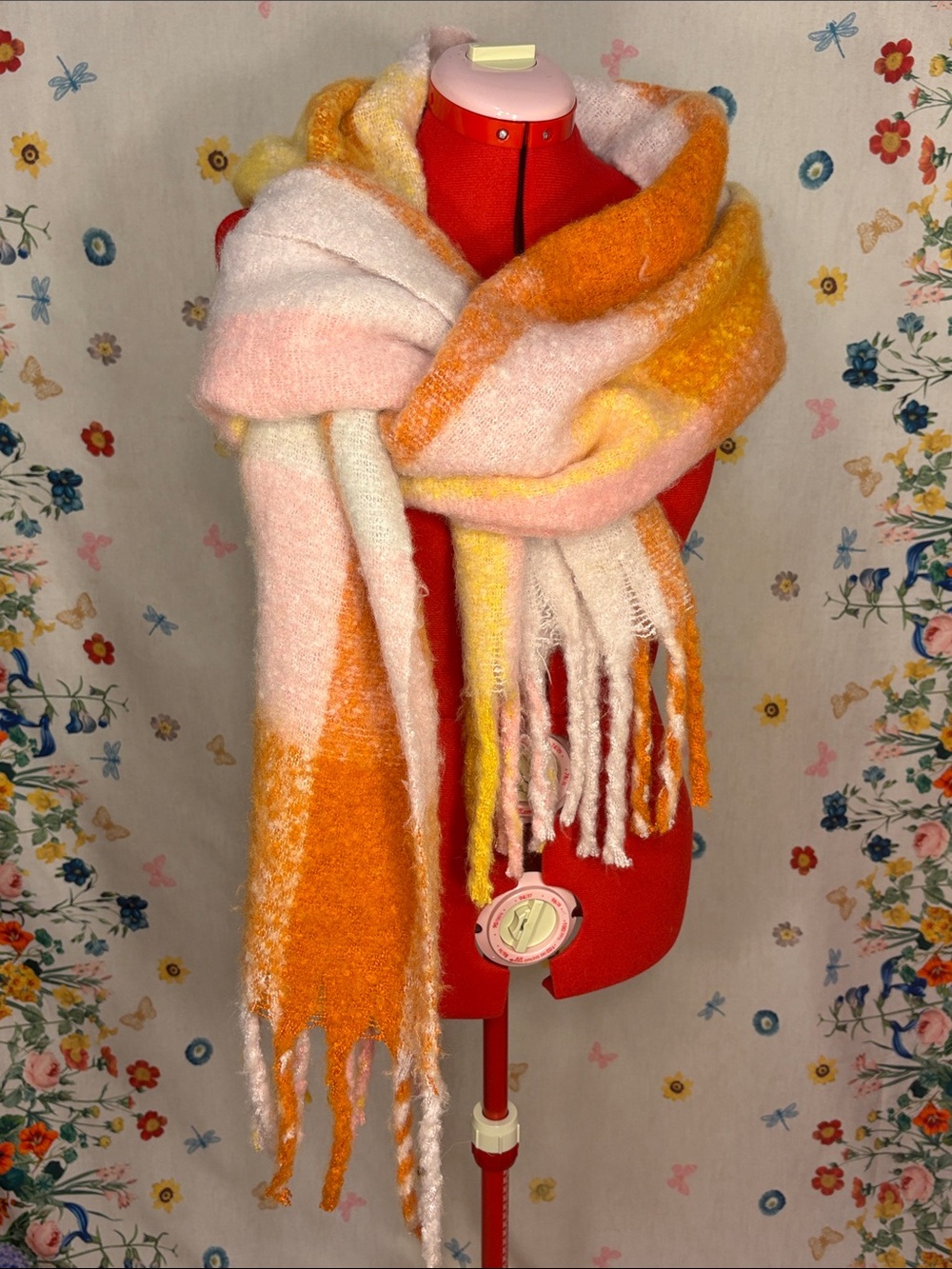 Shiraleah Chicago - Cozy Multi-Color Fringe Scarf - Orange, Pink & Yellow